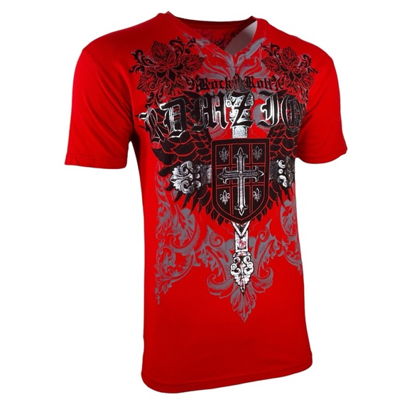 Raw State by Affliction Men's T-Shirt Harlow Biker Cross Y2K S-5XL - Picture 5 of 6